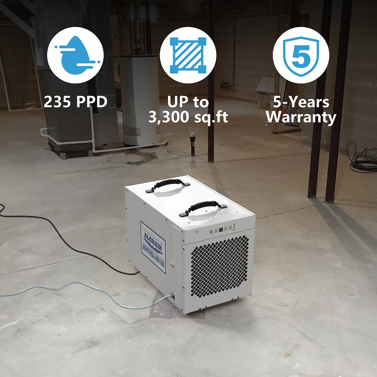 AlorAir Sentinel HDi120 Whole House Dehumidifier